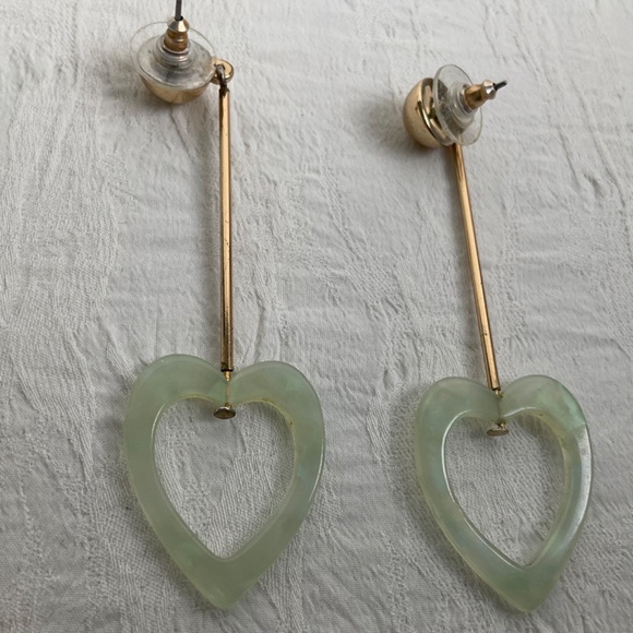 Drop Earrings Pierced Open Heart - Picture 6 of 10